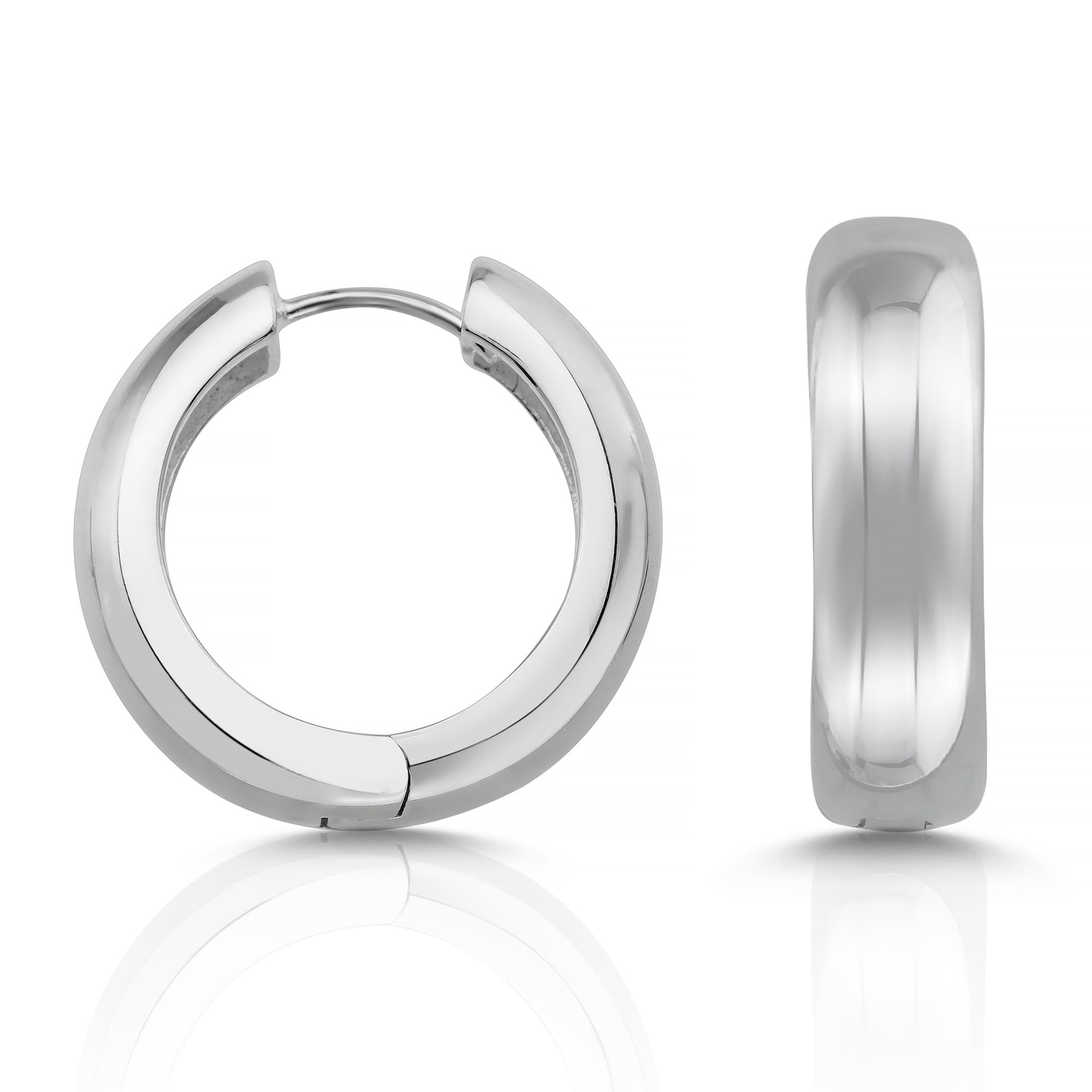 Cassini Creolen Silber 925 Damen – Hochglanzpolierte Klappcreolen Ohrringe, Nickelfrei & Hypoallergen Schmuck für Alltag & Eleganten Anlass – in Verschiedenen Größen (16/20/25 mm)