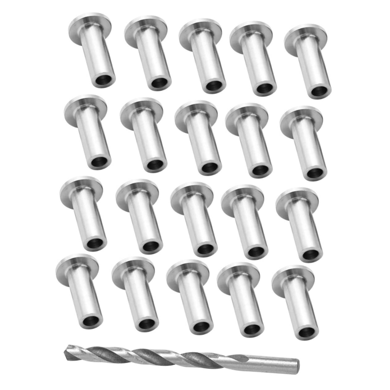 80pcs T316 Stainless Steel Cable Protector Sleeves for 1/8 Wire Rope Railing Kit Stair Applications Includes Free Drill Bit