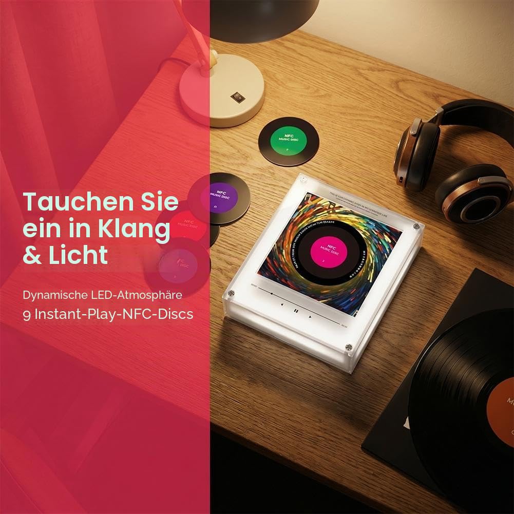 Retro-Musik-Kühlschrankmagnete mit Player-Set, 10 Stück, Vintage-Vinyl-Schallplatten-Kühlschrankmagnete, 128 MB programmierbarer Musik-Player, NFC-fähig, einzigartige ästhetische Musikgeschenke für