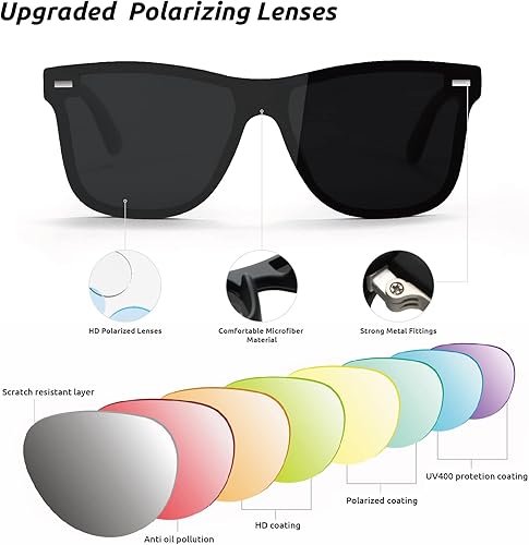 Vista 4 de Gafas de sol polarizadas de moda para hombresmujeres, gafas de sol retro para pesca, conducción, senderismo, golf, 100% protección UV