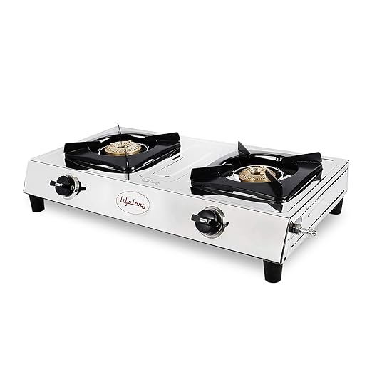 Lifelong LLGS990 Stainless Steel High Efficiency 2 Burner Gas Stove, ISI Certified, Manual Ignition, For LPG Use only, Silver (1 Year Door-step Warranty) at Rs. 899