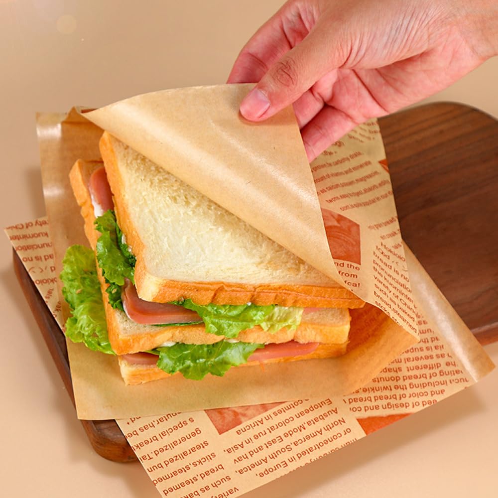 Amazon バーガー袋 ハンバーガー 包み紙 使い捨て サンドイッチラップ ワックスペーパーシート 耐油紙 揚げ物 敷き紙 17 18cm 50枚入 包み紙 レストラン ピクニック パーティー 紙食品包装 食品用 YFFSFDC 包装用品
