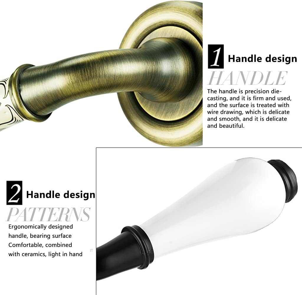 Golden Bronze Bedroom Door Knobs with Lock and Key - Durable Ceramic Handle with Mute Lock for Interior Use(ModelB)