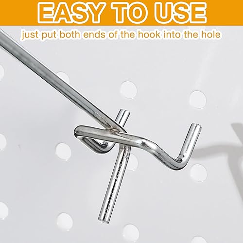 Miniatura 3 de Funrous Paquete de 100 ganchos para tablero de clavijas de acero inoxidable, ganchos para tablero de clavijas, soportes para colgar tableros de