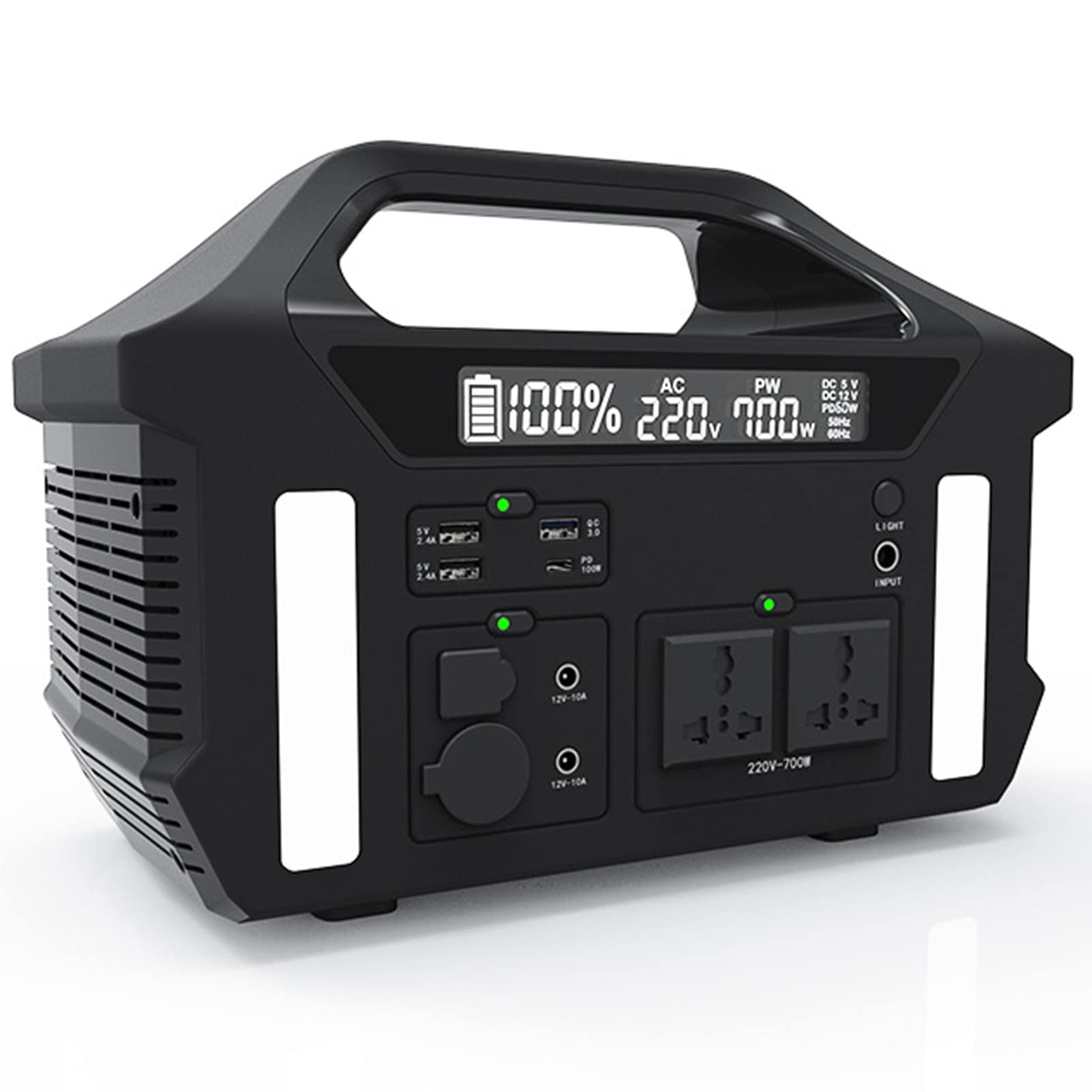 Alimentation d'extérieur, alimentation de secours extérieure de 700 W Alimentation à onde sinusoïdale portable haute puissance pour le camping, le bureau à domicile