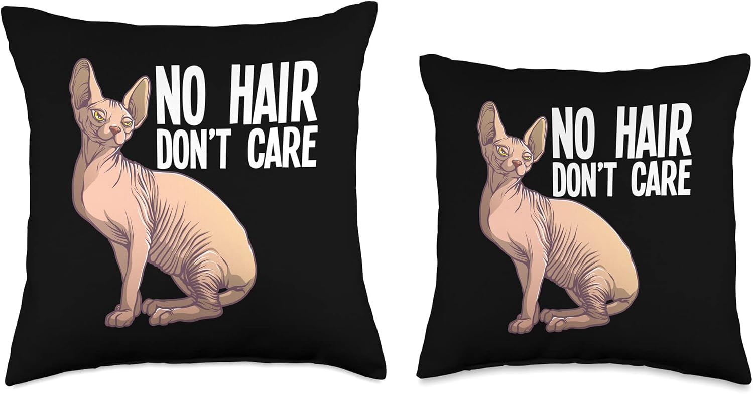 Funny Sphynx Cat Art For Men Women Hairless Cat Lover Pet Throw Pillow