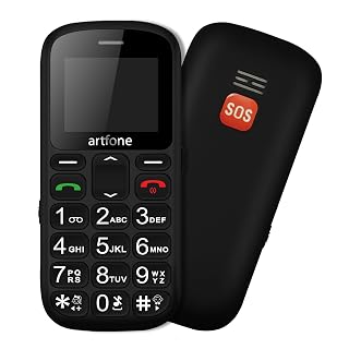 artfone CS181 Senior Mobile Phone (No Contract) - Dual SIM Dual Standby 2G GSM, Large Keypad, SOS Button, Torch, Large Button Mobile Phone, 800mAh Battery, FM Radio, Black - Amazon product rated Grade A