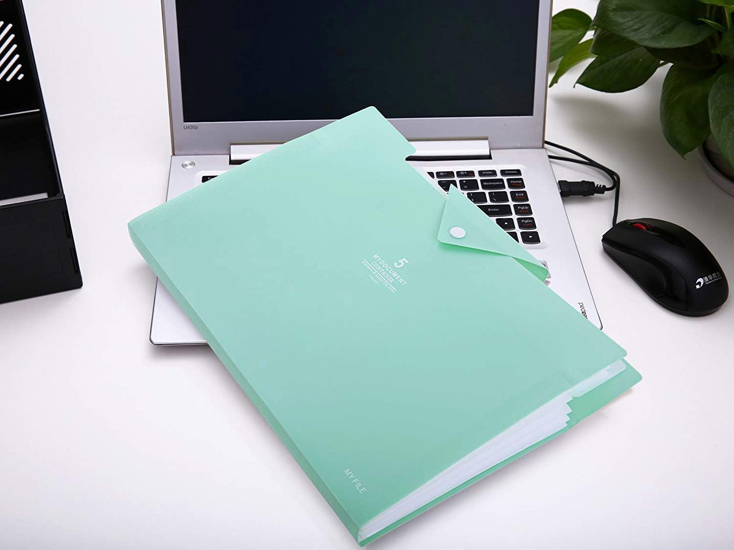 Skydue PP Expanding File Folder Accordion Documents Letters Organizer, 5 Pockets, A4 Size (Light Blue)