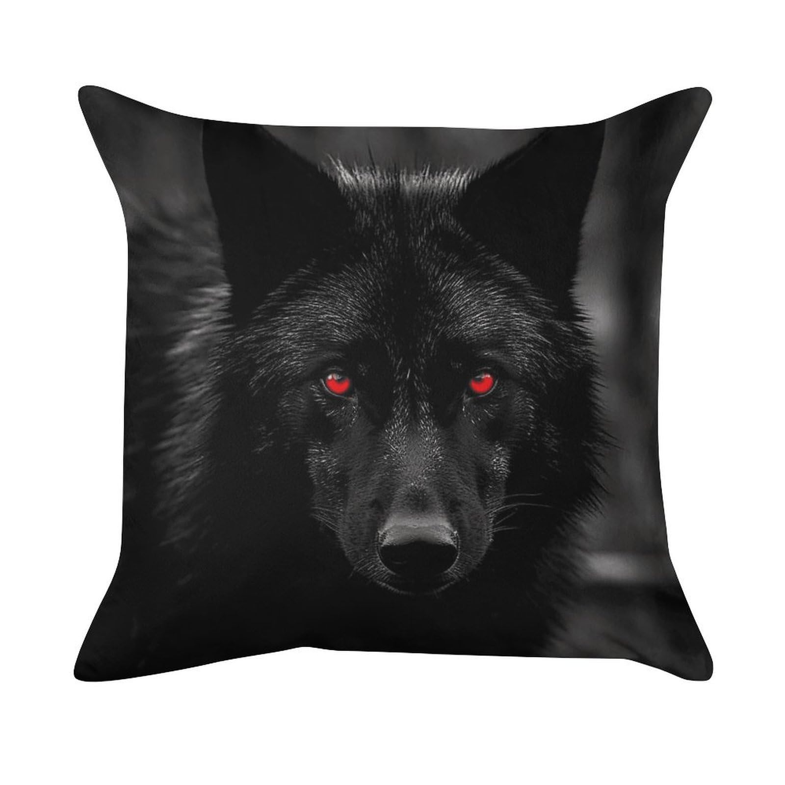 VstaDank Black Red Eyed Wolf Pillow Covers Super Soft Pillow Cases Square Throw Pillowcase Decorative Luxury Cushion Cases Velvet Lumbar Pillow Shells with Zipper for All Seasons