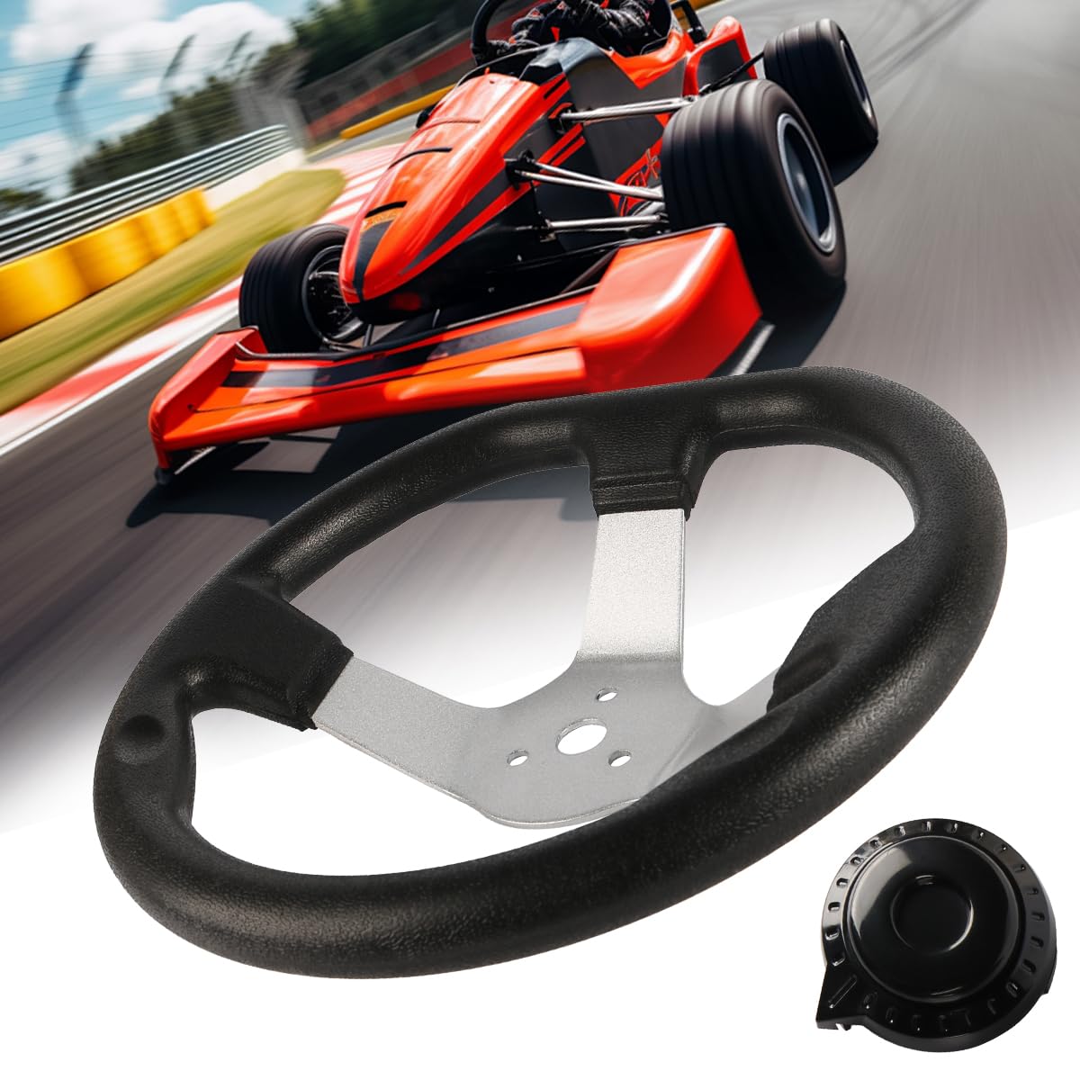 Volant de Kart Tout-Terrain de 270 mm Compatible avec la Conduite de Karting, idéal pour Un contrôle et des Performances améliorés