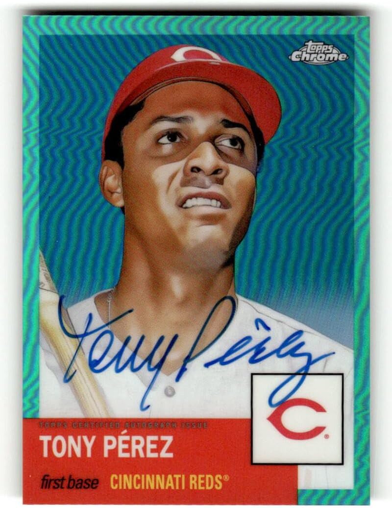 2022 Topps Chrome Platinum Anniversary Autograph Aqua Refractor #CPA-TP Tony Perez AUTO 100/150 Cincinnati Reds MLB Baseball Trading Card