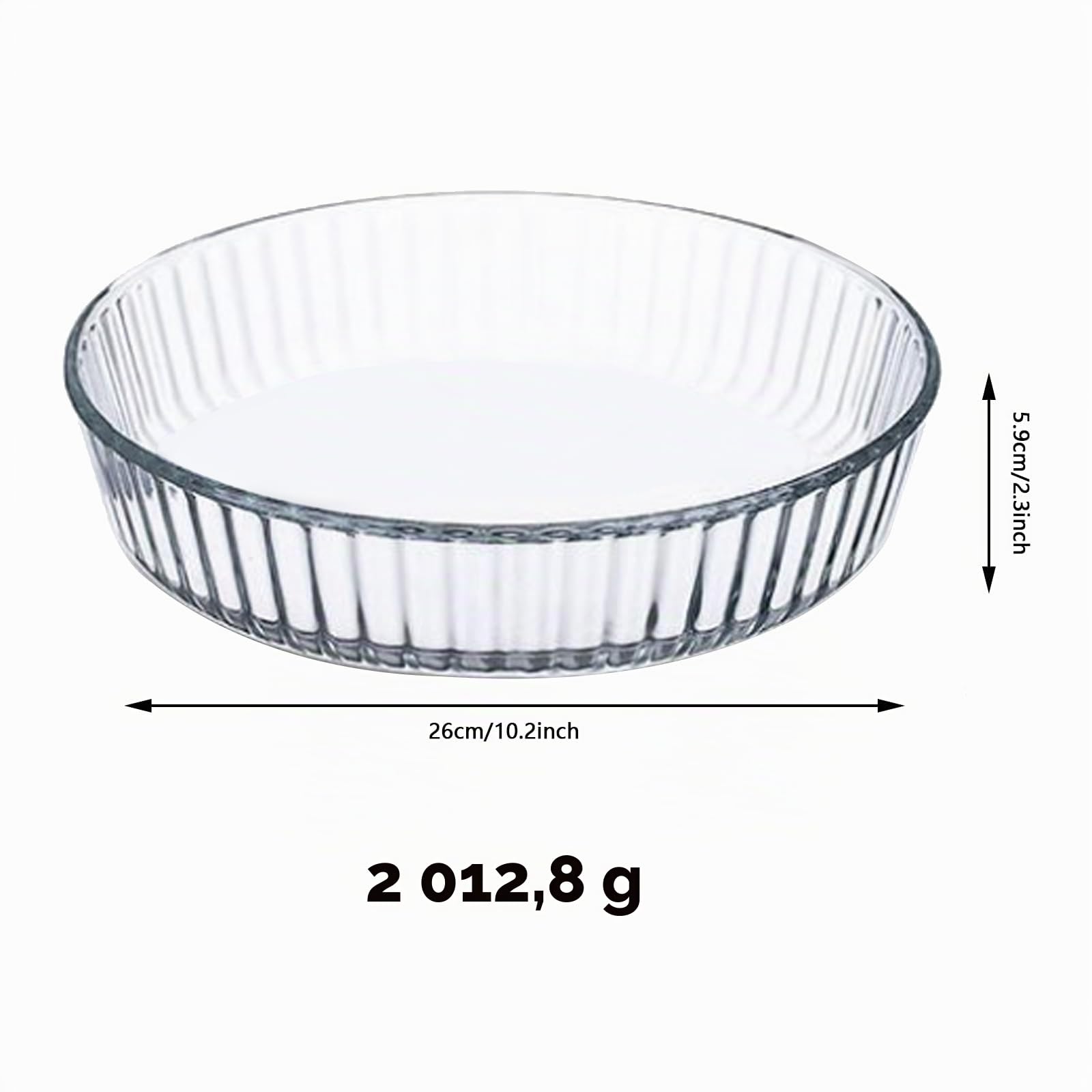 Plat à tarte profond en verre de 25,4 cm pour cuisson en verre transparent et durable