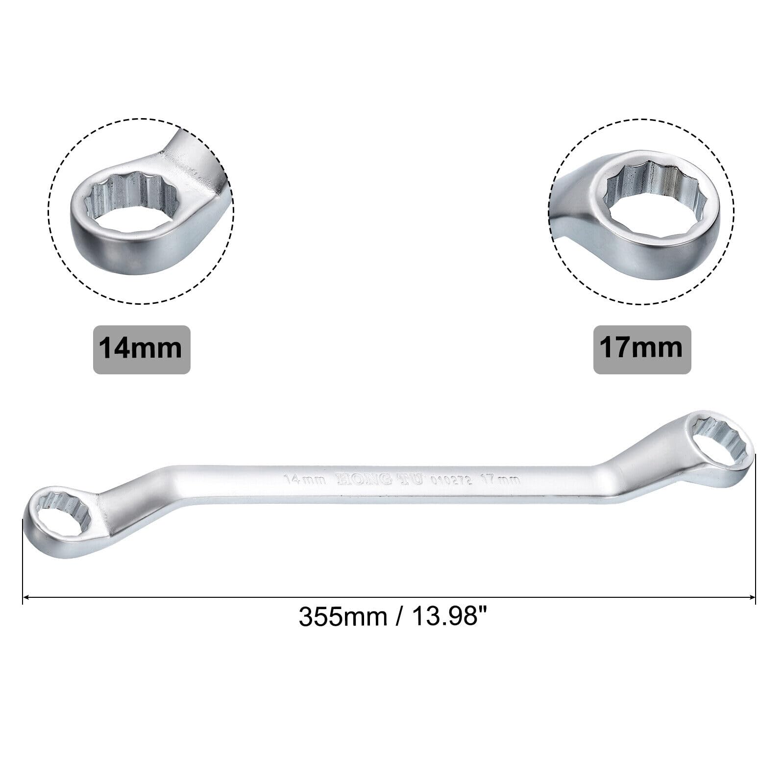 Parts for Machine 2pcs Offset Double Box End Wrench 14mm x 17mm Metric 12 Point Chrome Plated (#CN-250924-03539)
