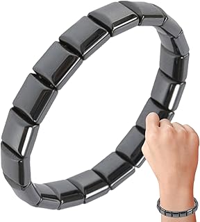 [Uoqpty] 女性のための ヘマタイト製 ブレスレット | エラスティック ブラック スタイリッシュ アジャスタブル,ナチュラル ジェム ストレッチ ブレスレット | デイリー トラベル ワーク デート 父 夫 誕生日 クリスマス バレンタイン 父の日