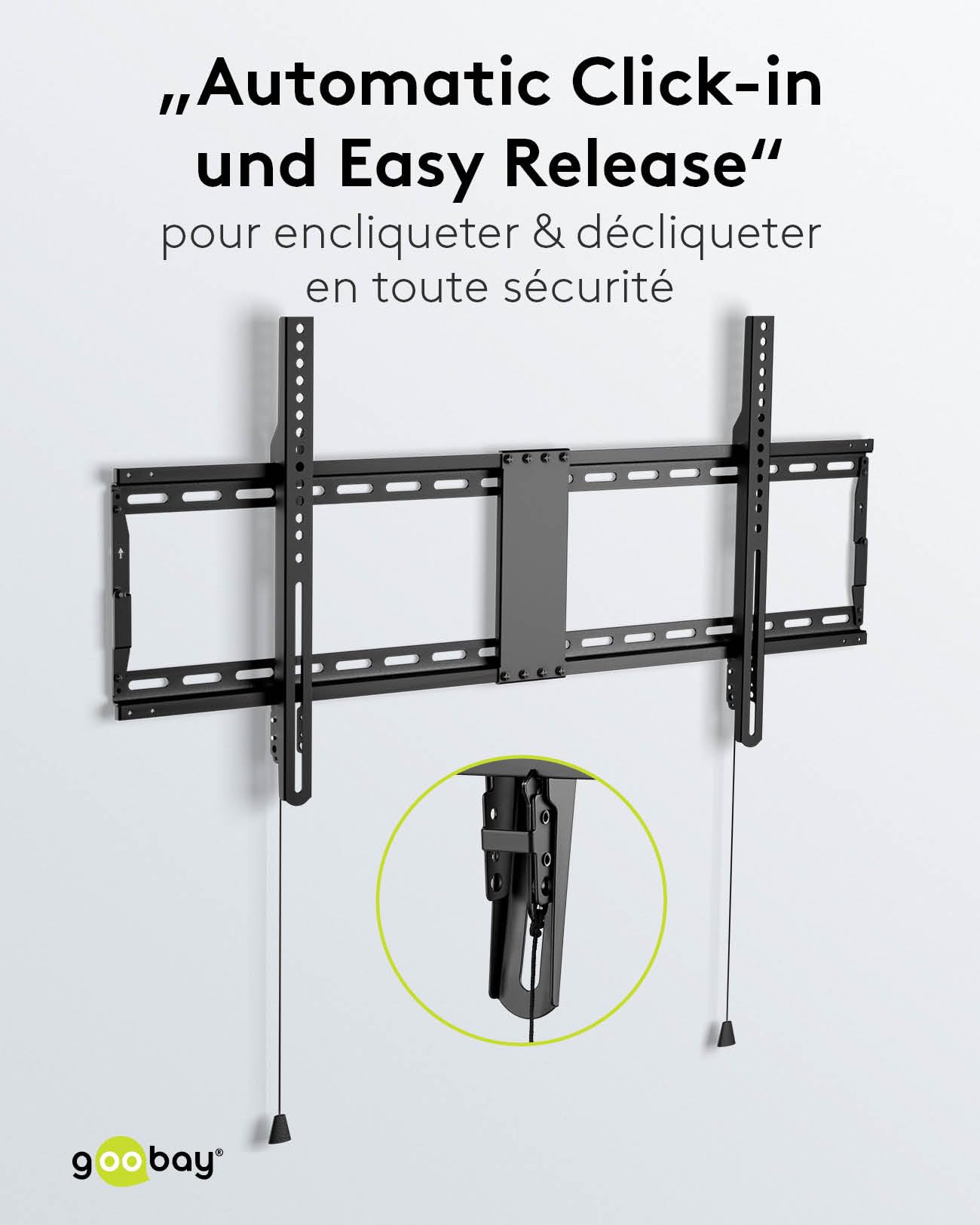 goobay Support TV Mural Fixe 43-100 Pouces Ultra-Plat 29 mm VESA 600x400 Jusqu'à 70 kg - Basic FIXED XL - 49742