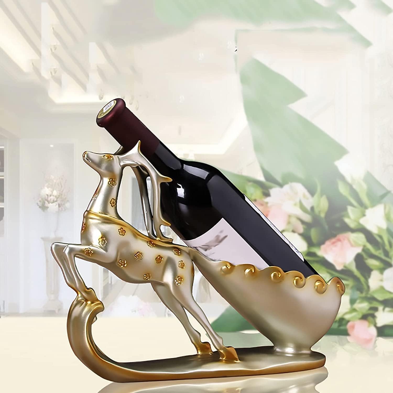 wine rack Wine Bottle Holder Stand Countertop Rack Resin Reindeer Tabletop Single Glass Storage Statues Display Ocean Shelf Creative Red Wine Holder Bar Wine Cellar Cabinet home decoration wine rack