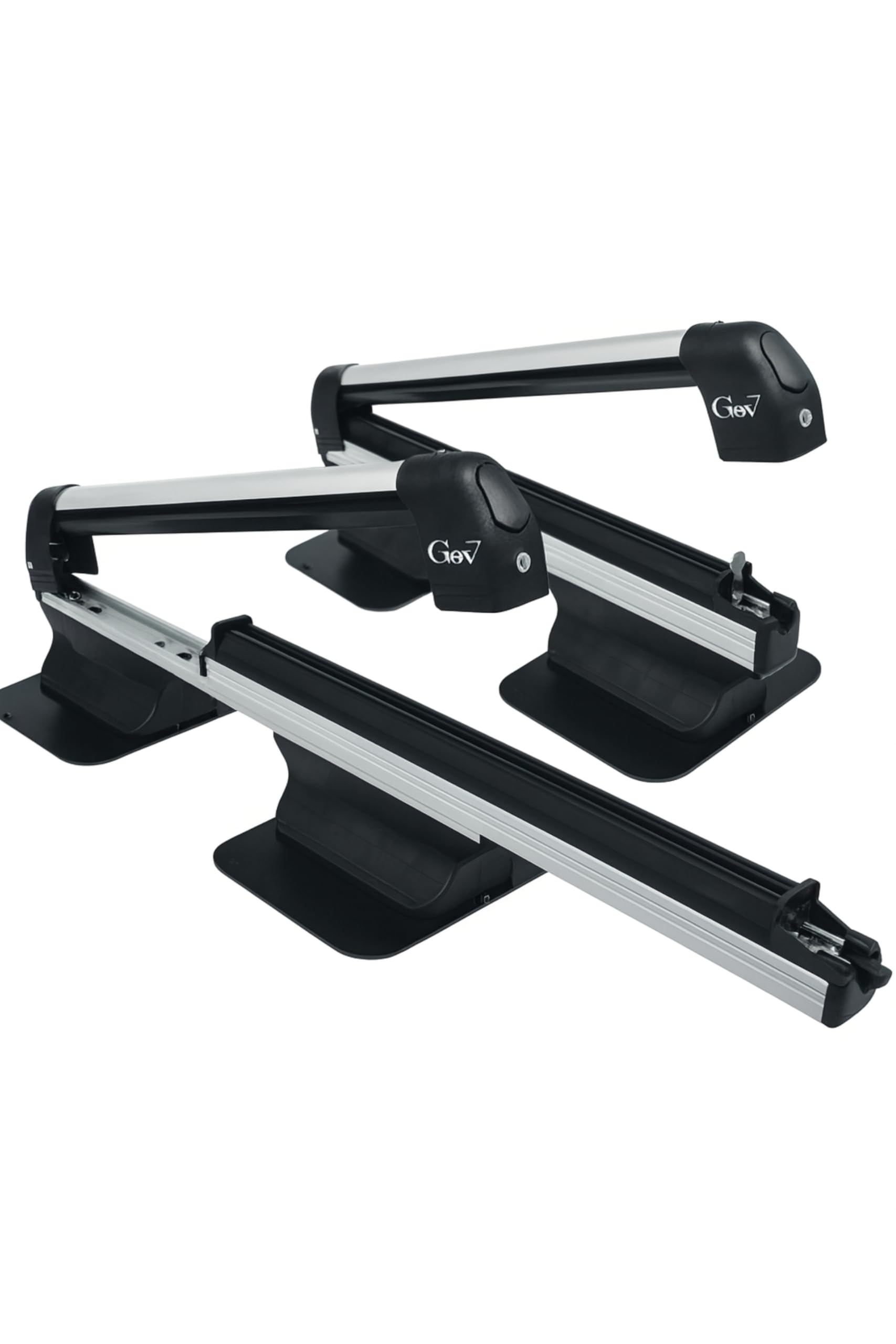 GEV Portasci Magnetico Antifurto Scorrevole in Alluminio – 4 Paia di Sci (Max 28 kg) o 2 Snowboard e 1 Paio di Sci (Max 21 kg), Lunghezza Interna 63 cm, Omologato TÜV