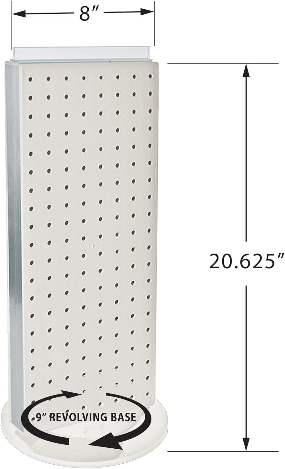 Azar 700508-WHT 8-Inch W by 20-Inch H Revolving White Pegboard Counter Unit, White
