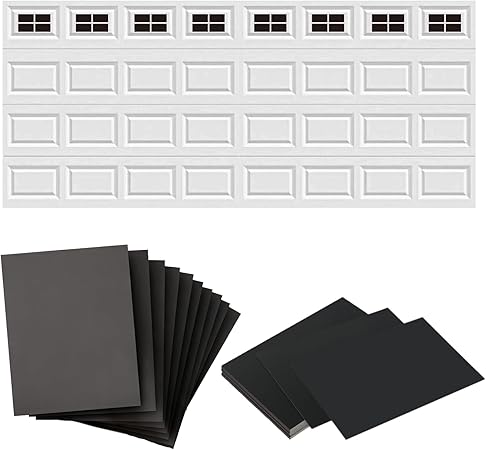 32Pack 2 Car Garage Kits Magnetic Panels Sheets Fake Faux Magnetic Windows Hardware Decorative Decor for Metal Door(Size 6" x 4") All Season Weather Resistantce