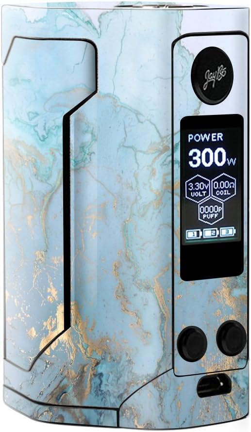Skin Decal Vinyl Wrap for Wismec Reuleaux RX Gen 3 300W Vape Skins Stickers Cover/Teal Blue Gold White Marble Granite