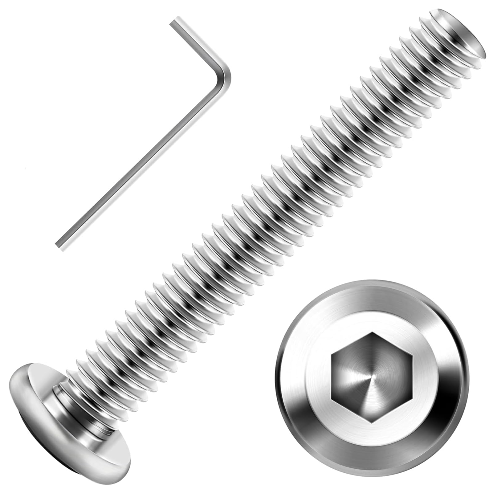 Valorada 20Pcs M8 Bolts, M8 x 45mm Flat Head Hex Socket Screws, 304 Stainless Steel Furniture Bolts