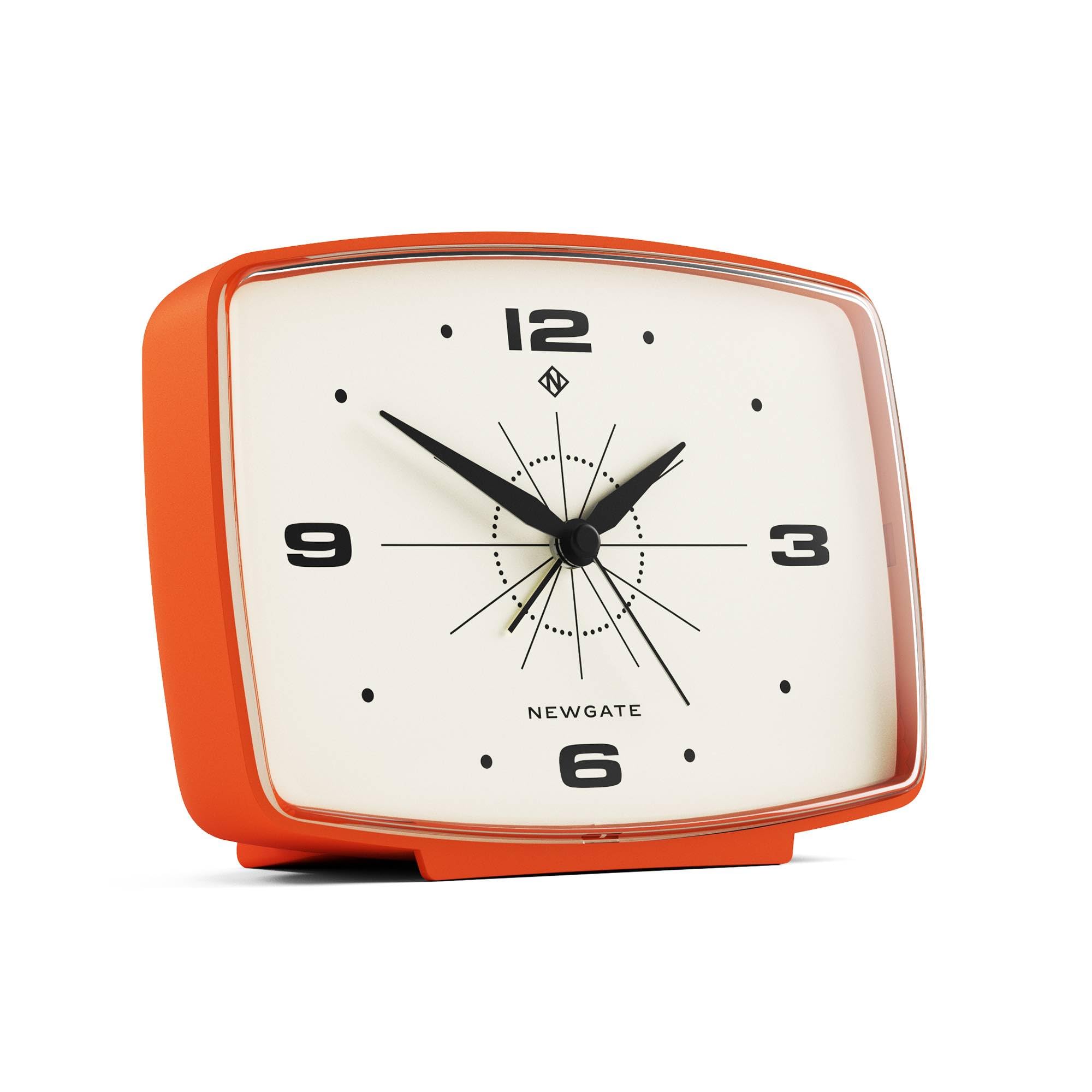 NEWGATE® Brooklyn alarm clock | Rectangular retro design | Pumpkin orange | Ideal for bedside, desk, shelf & mantel | Mid-century retro bedroom & office accessory