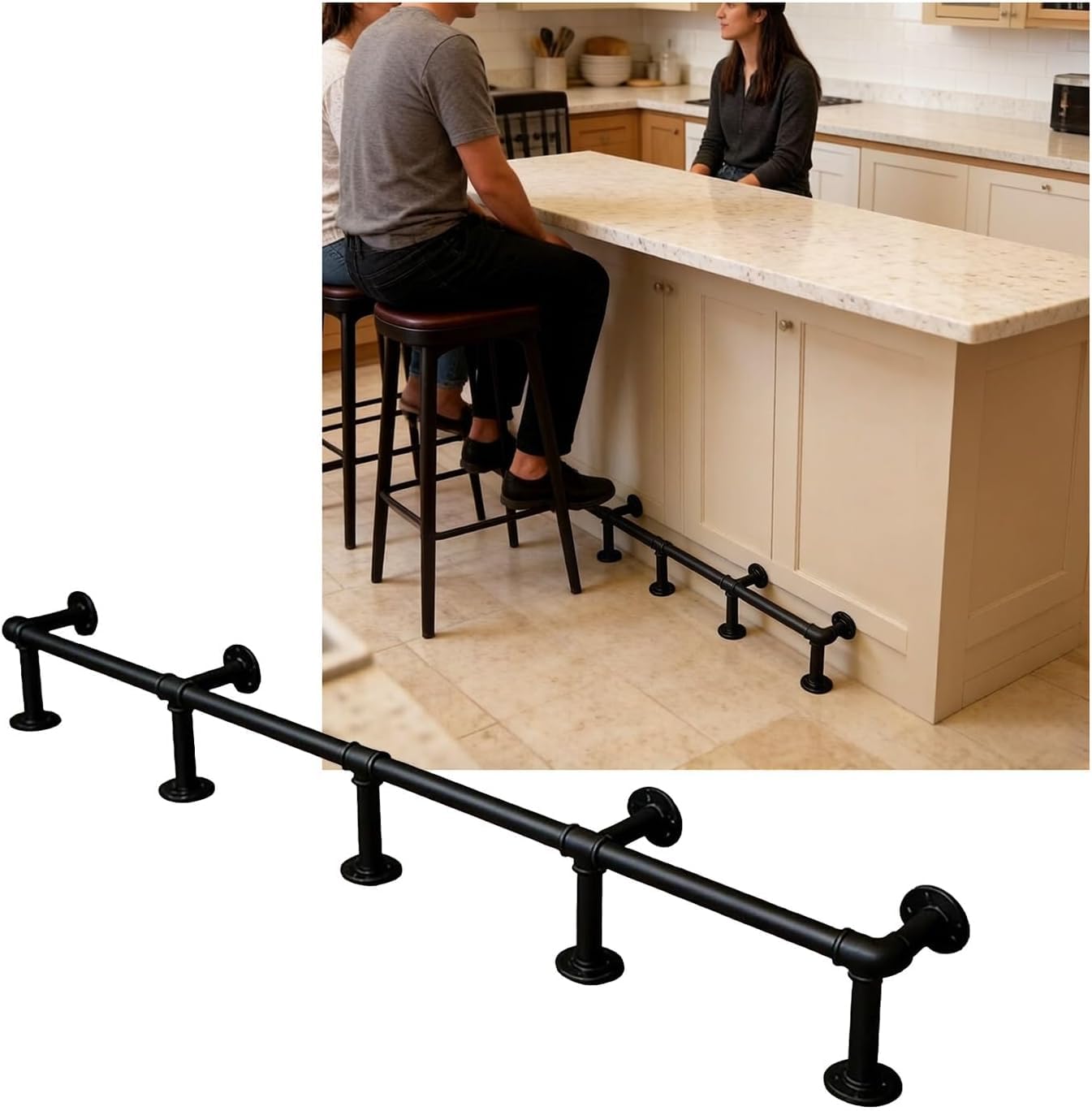 HGOuhK Bar Foot Rail Kit Foot Rail Kit, Bar Railings Wall Mounted for Indoor & Outdoor Reception Desk Counter(Gold,4.0M/13.12FT)