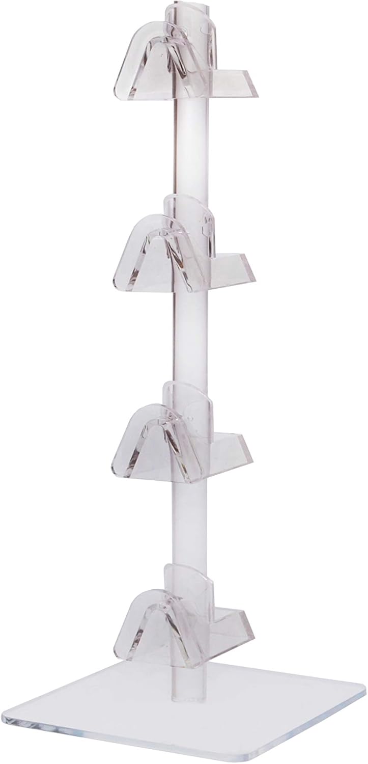 Marketing Holders 2 Pack Eyewear Holder Tabletop Display Stand Holds 4 Pairs of Eyeglasses or Sunglasses Clear Acrylic with Square Base for Tradeshows Expos Optical and Department Stores