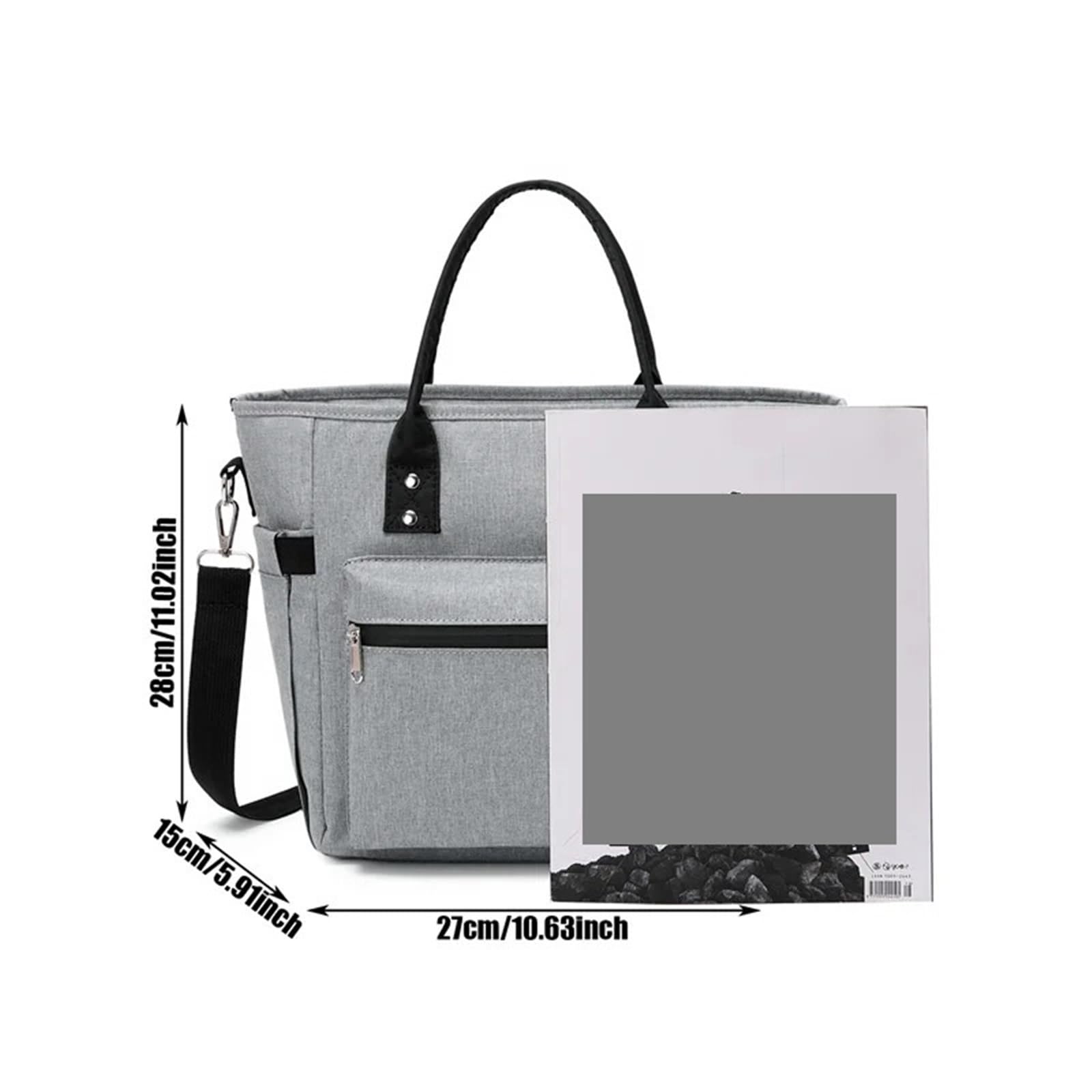 2 Bolsas térmicas Impermeables Oxford para Mujer, Tipo Fiambrera portátil de Gran Capacidad (Negras)