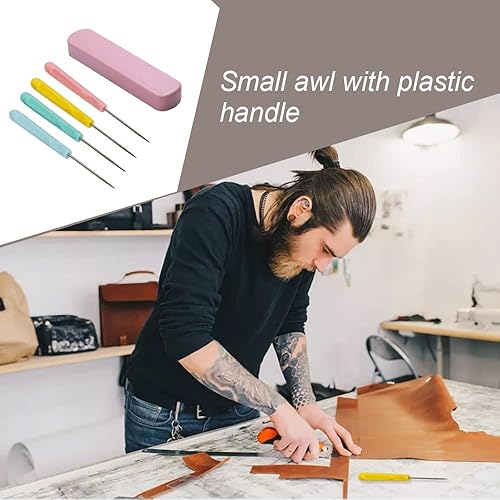 Miniatura 4 de LSTCPGLAI 1 juego de herramientas de manualidades a mano, mango de plástico, punzón de costura, punzón de costura para punzón, accesorios de costura