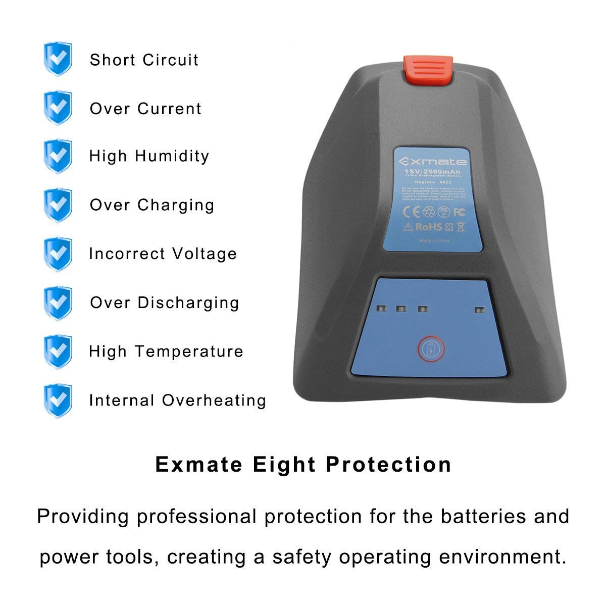 Exmate 18V 2.5Ah Batería para Gardena 8025-20 Comfort 35 Roll-up Automatic Li por 008A231