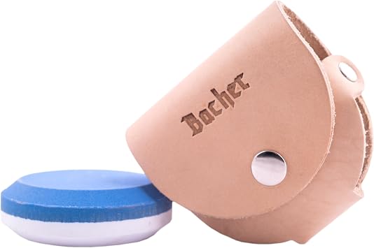 Bacher Axe Sharpening Stone Puck 120/600 - Axe Sharpener, Leather Pouch
