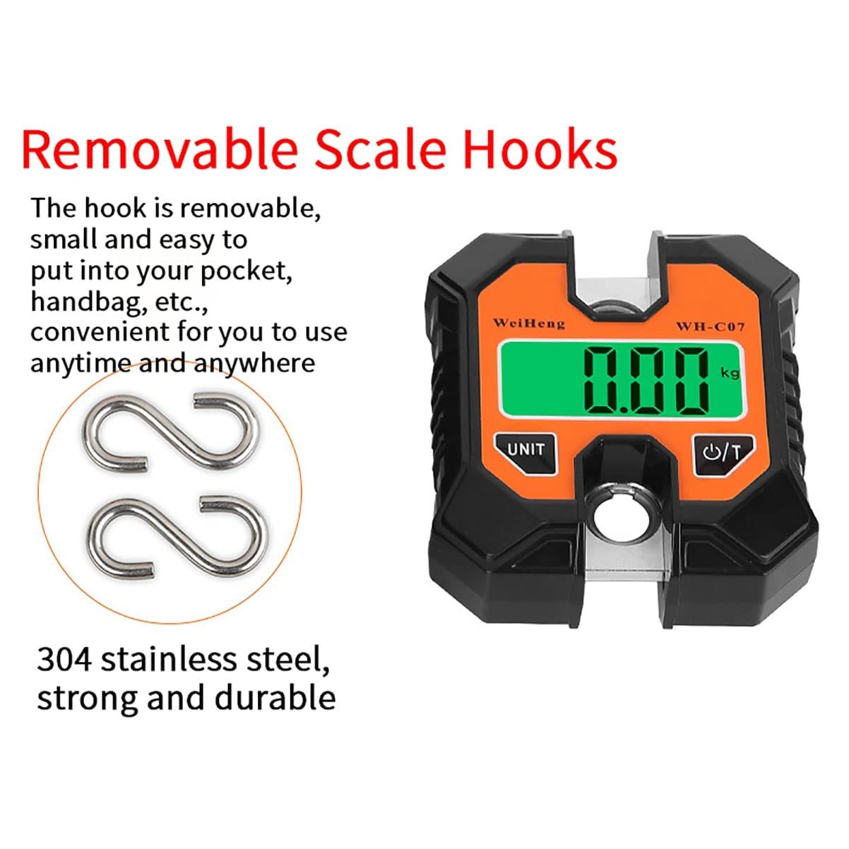Digital Luggage Scales, 100kg Portable Crane Scale Digital Hanging Scales 220lb Weight Scale with Hooks for Farm Fishing, Hunting, Outdoor, Luggage