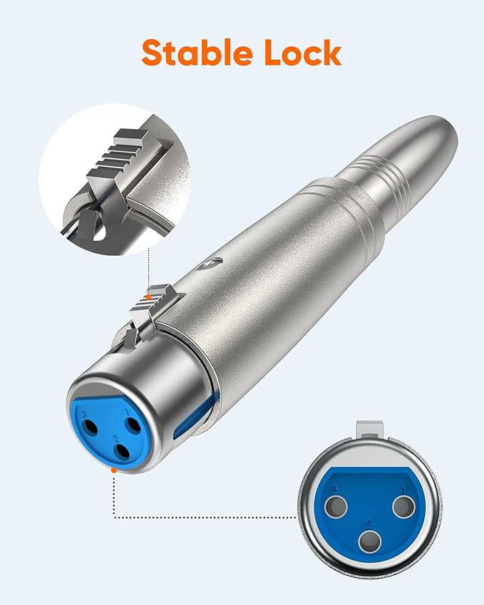 Adaptador de Audio XLR Hembra a 6.35mm Hembra, CableCreation Plateado miniatura 3
