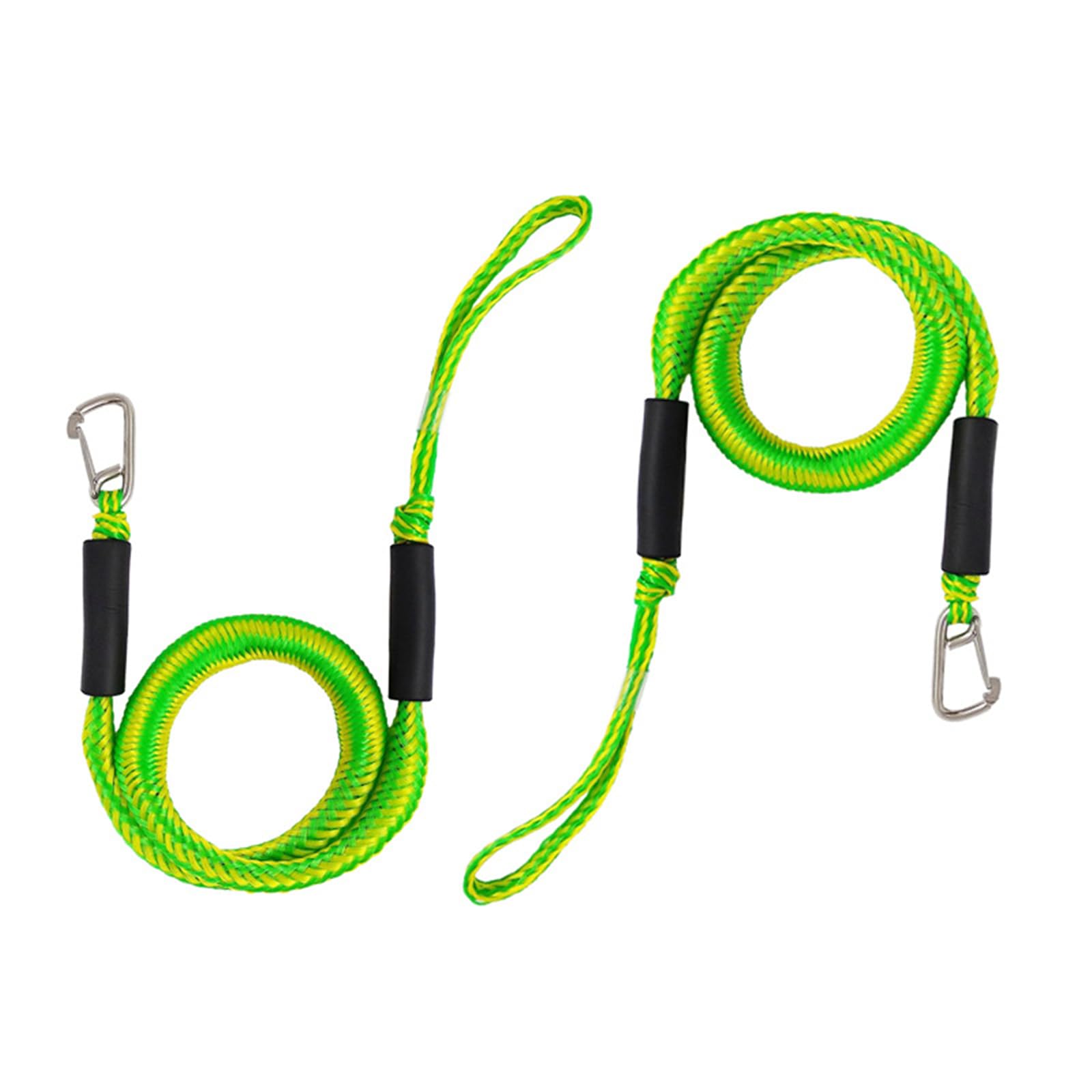 2PCS Bungee Dock Line for Boat, 4FT Mooring Rope with Hook for Boats, Stretchable Dock Rope Accessories -Pontoon，Jet Ski,Kayak Accessories with 316 Stainless Steel Clip(Blue) (Green)