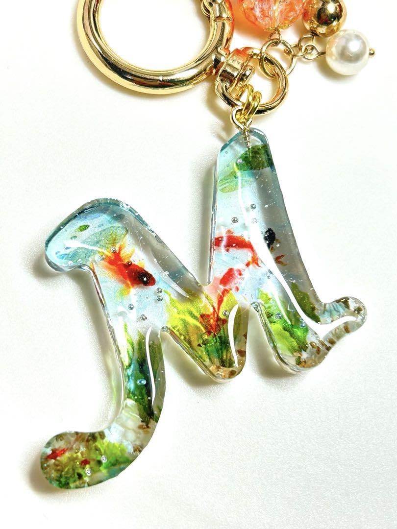 友禅和紙＊根付＊アンブレラマーカー＊キーホルダー＊イニシャル＊レジン＊金魚 5個 アンブレラマーカー めじるしチャーム - 手作り雑貨屋