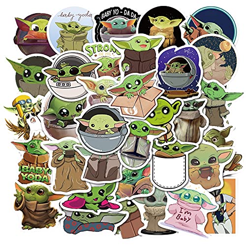 Baby Yoda - Adhesivos adhesivos de vinilo mate resistentes al agua para portátiles, teléfonos, consolas, paredes, maletín, libros (50 pegatinas)