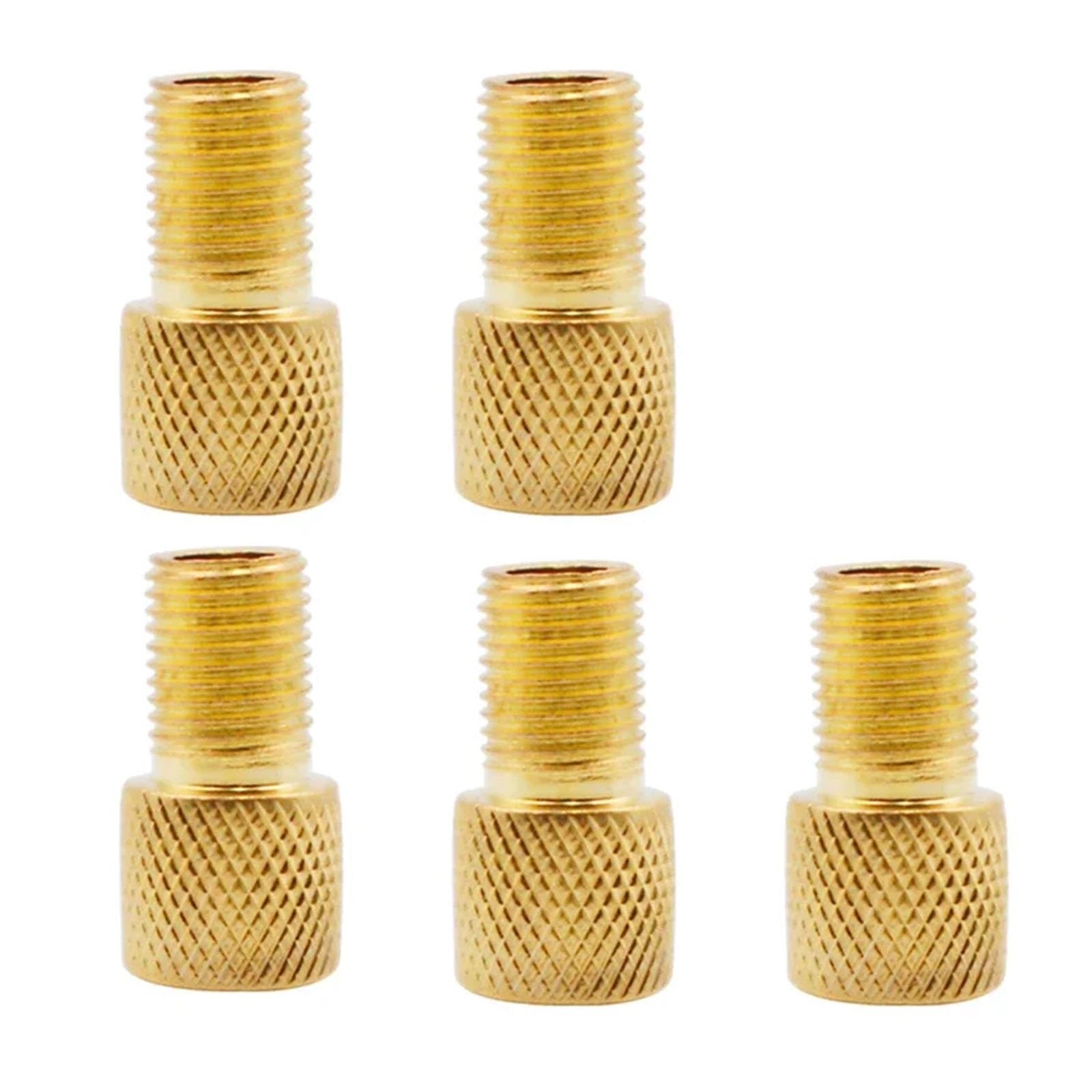 Dymkie B-5Pc 5Pc F/V To A/V Valve Adapter Bike Value Converter Presta Schrader Golden Tire French Bicycle Accessories(B-5Pc)
