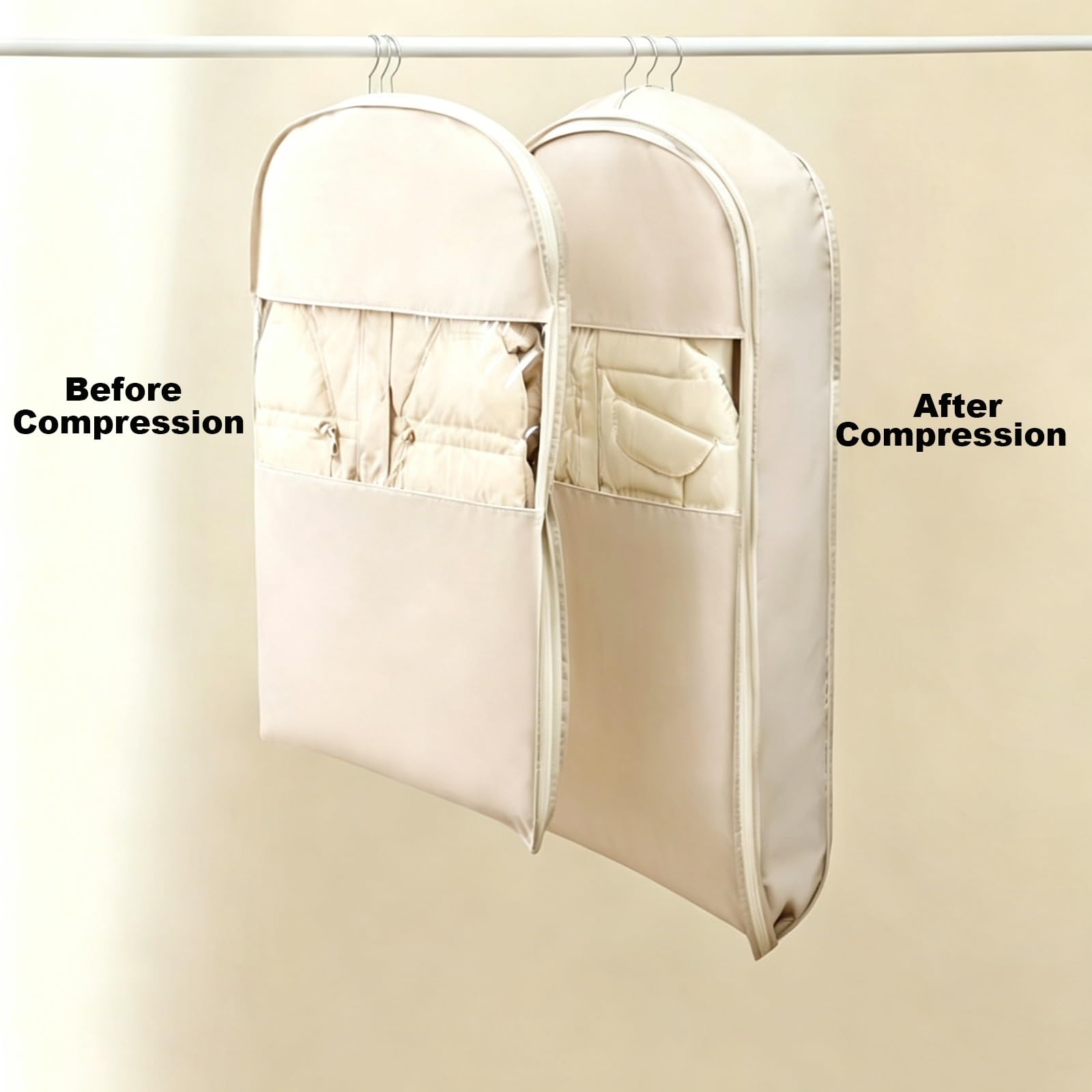 Fundas Abrigos para Colgar, Fundas Ropa de Compresión para Chaquetas de Plumón, Bolsas Ropa, Guardar Abrigos y Chaquetas de Cuero(Blue,58 * 15 * 130cm/23 * 6 * 51in)