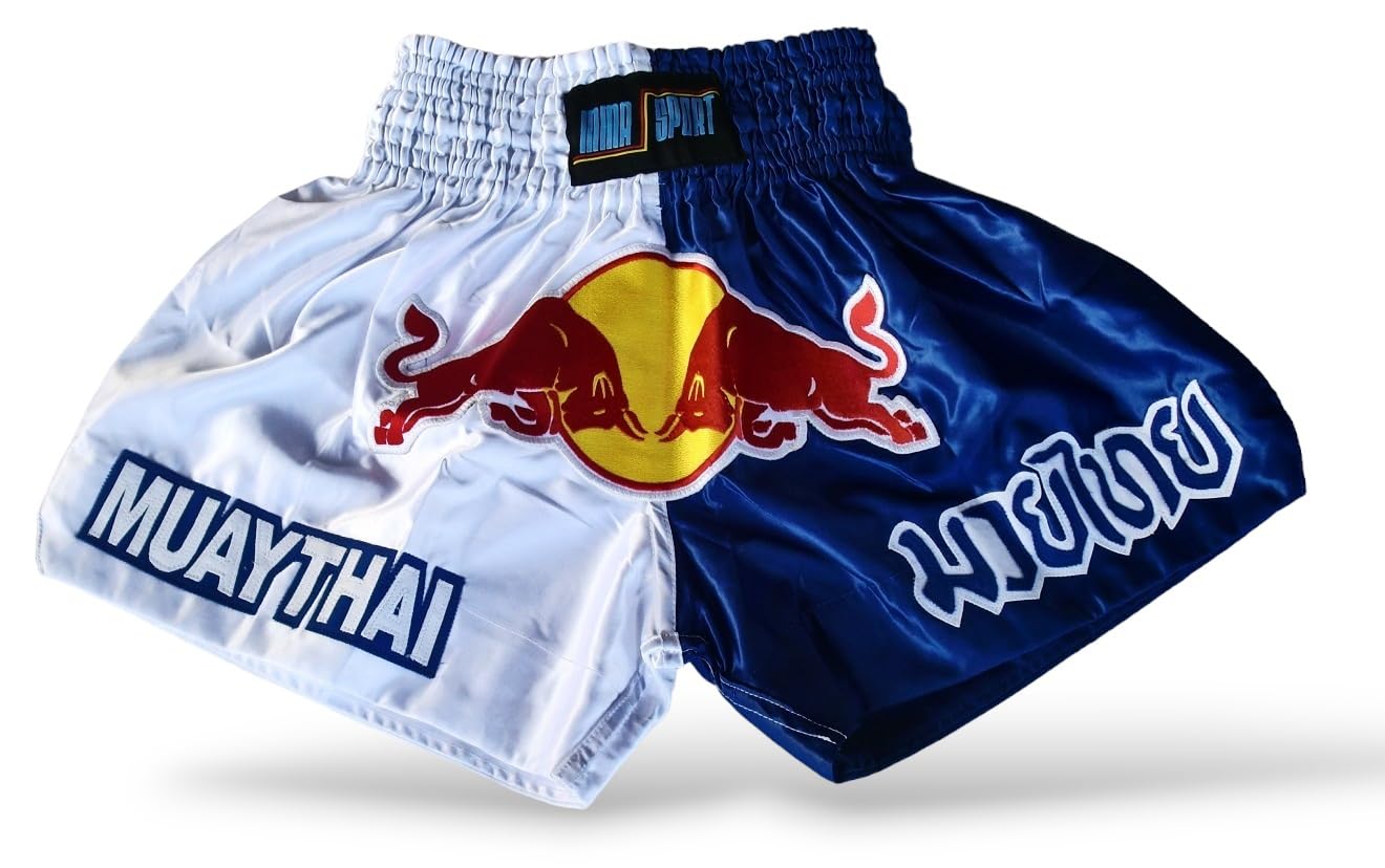 mmasport Muay Thai Shorts Pantaloncini Thai Boxe Kick Boxing MMA Satinati Bulls