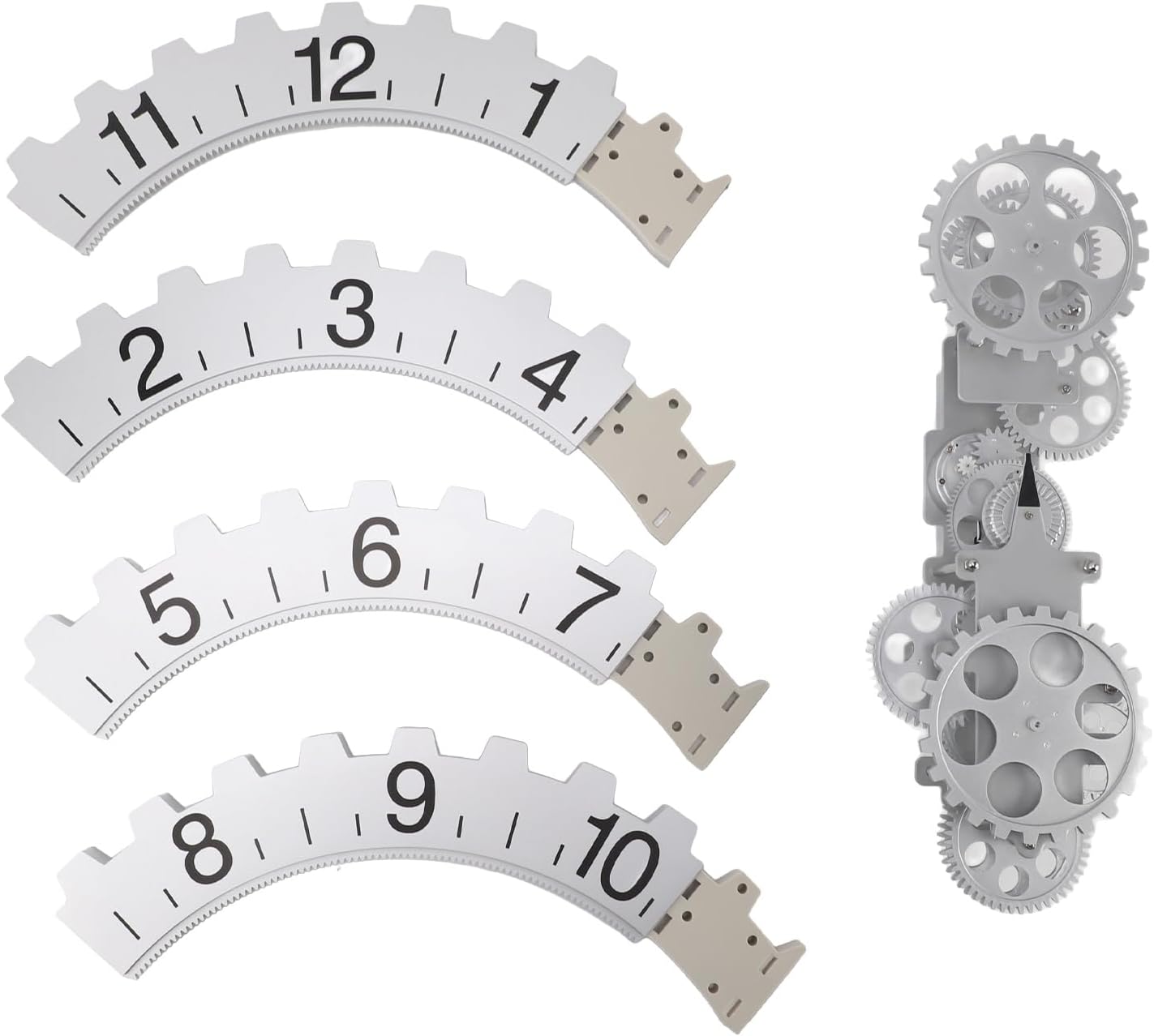 3D Moving Gear Clock, Large Rotary Mechanical Wall Clock, Retro Industrial Hanging Wall Art with Rhythmic Gears, Stainless Steel Decorative Clock for Living Room, Bedroom, Office (Silver)