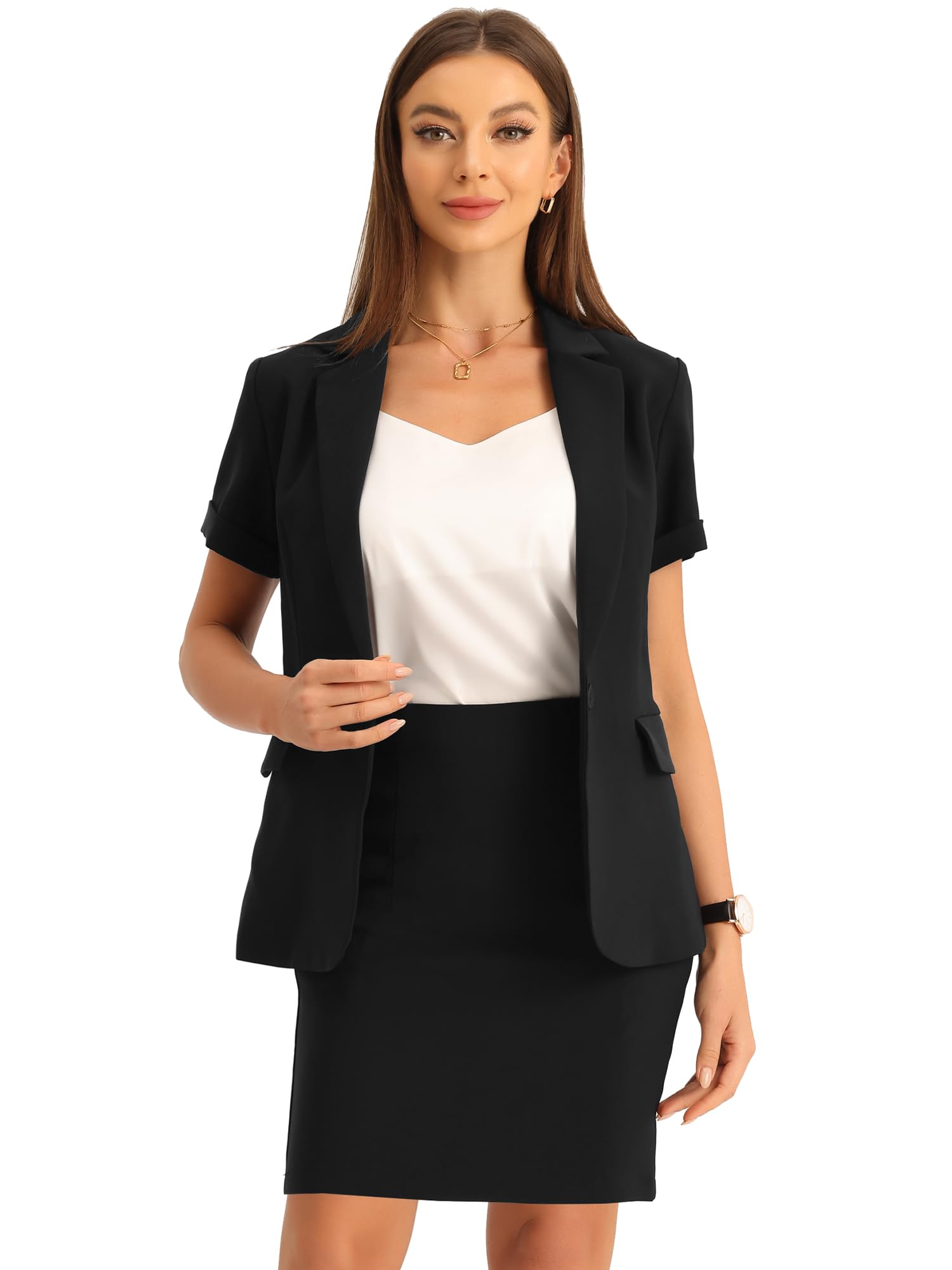 Allegra K Damen Business-Anzug 2-teilig - Blazer & Hose Für Büro & Vorstellungsgespräch