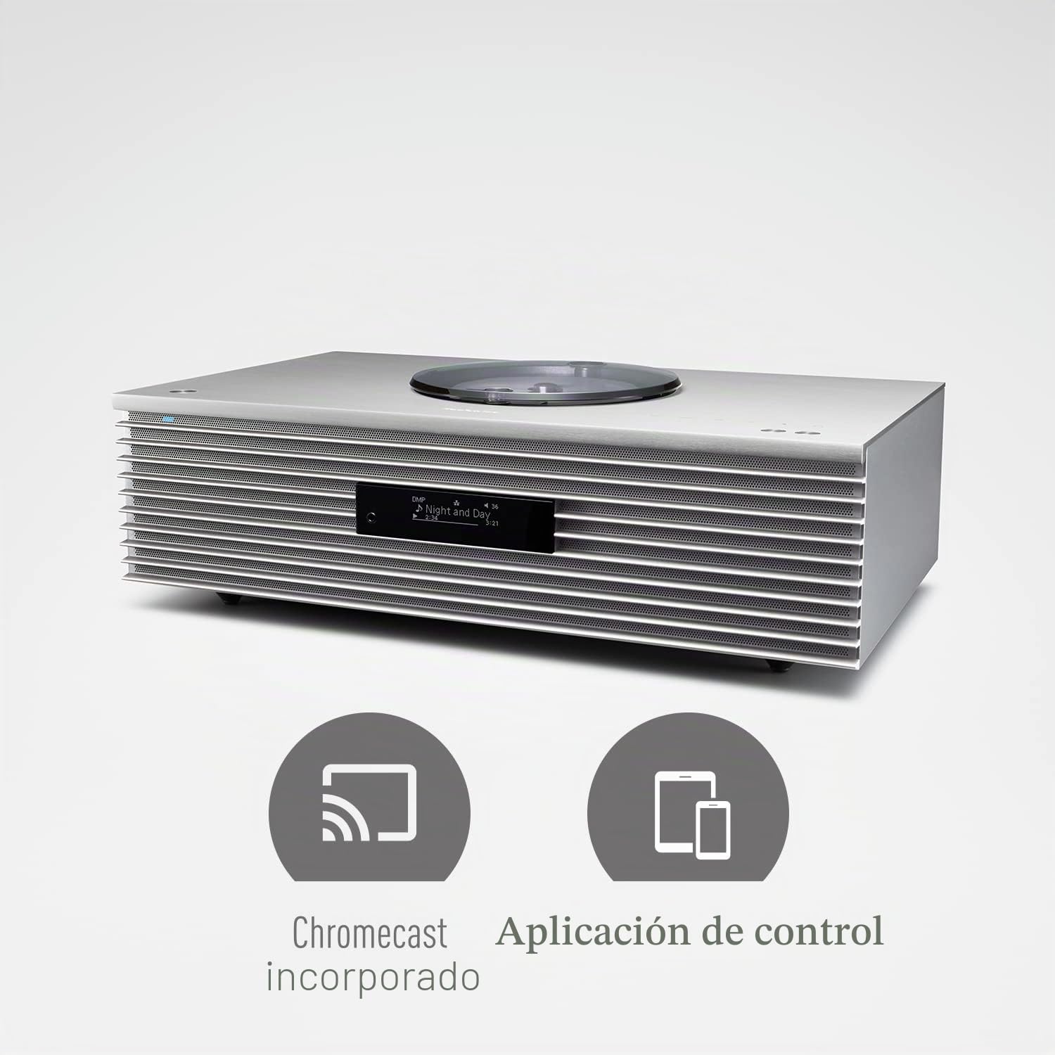 Technics OTTAVA SC-C65EG-S Sistema De Música Todo En Uno con Reproductor de CD, Radio Dab+, USB, Bluetooth y Chromecast Integrado, AirPlay 2, 2.1 Canales, Wi-Fi, Plateado