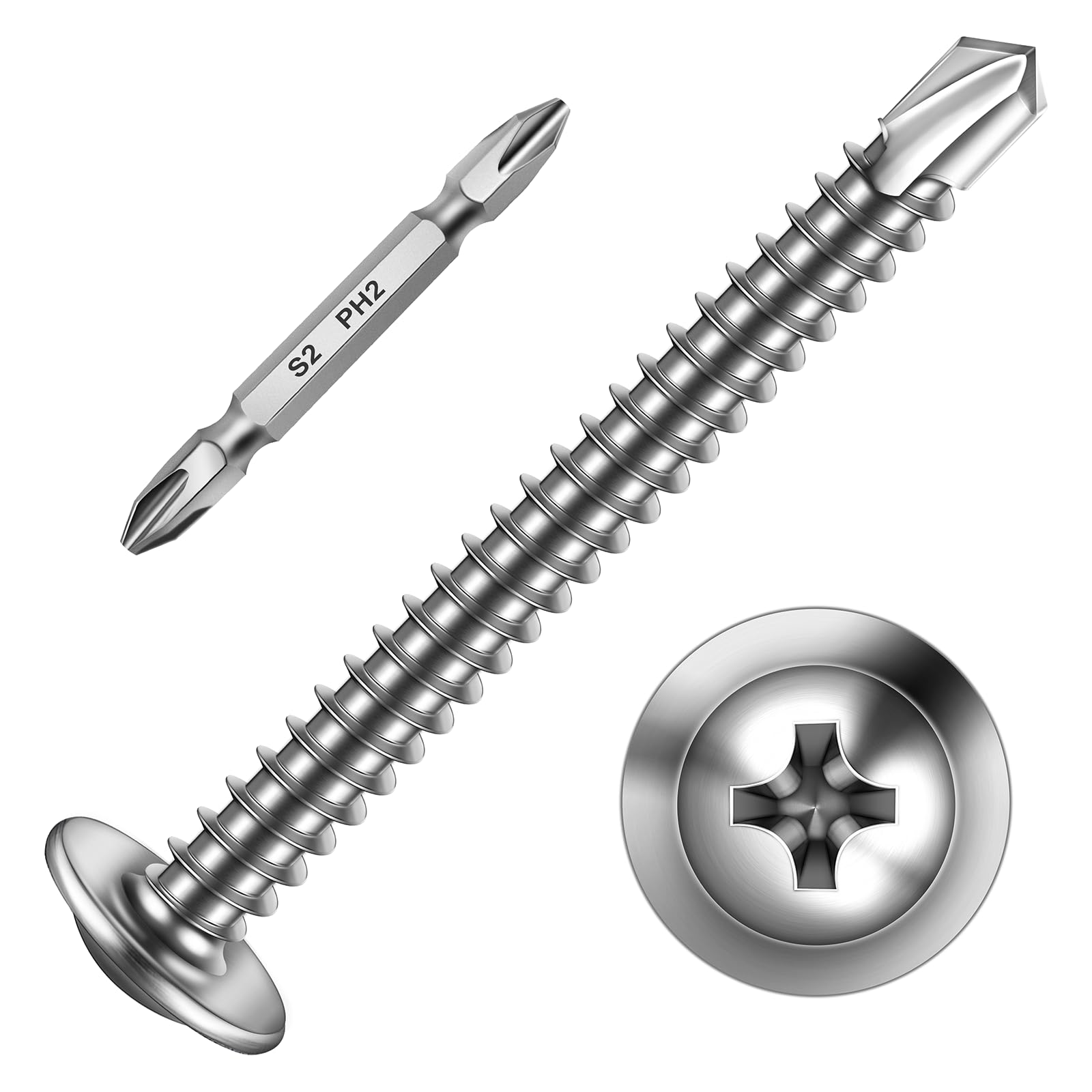 Self Tapping Screws for Metal - 200 Pack -15 Self Tapping Screws for Metal - 200 Pack -15