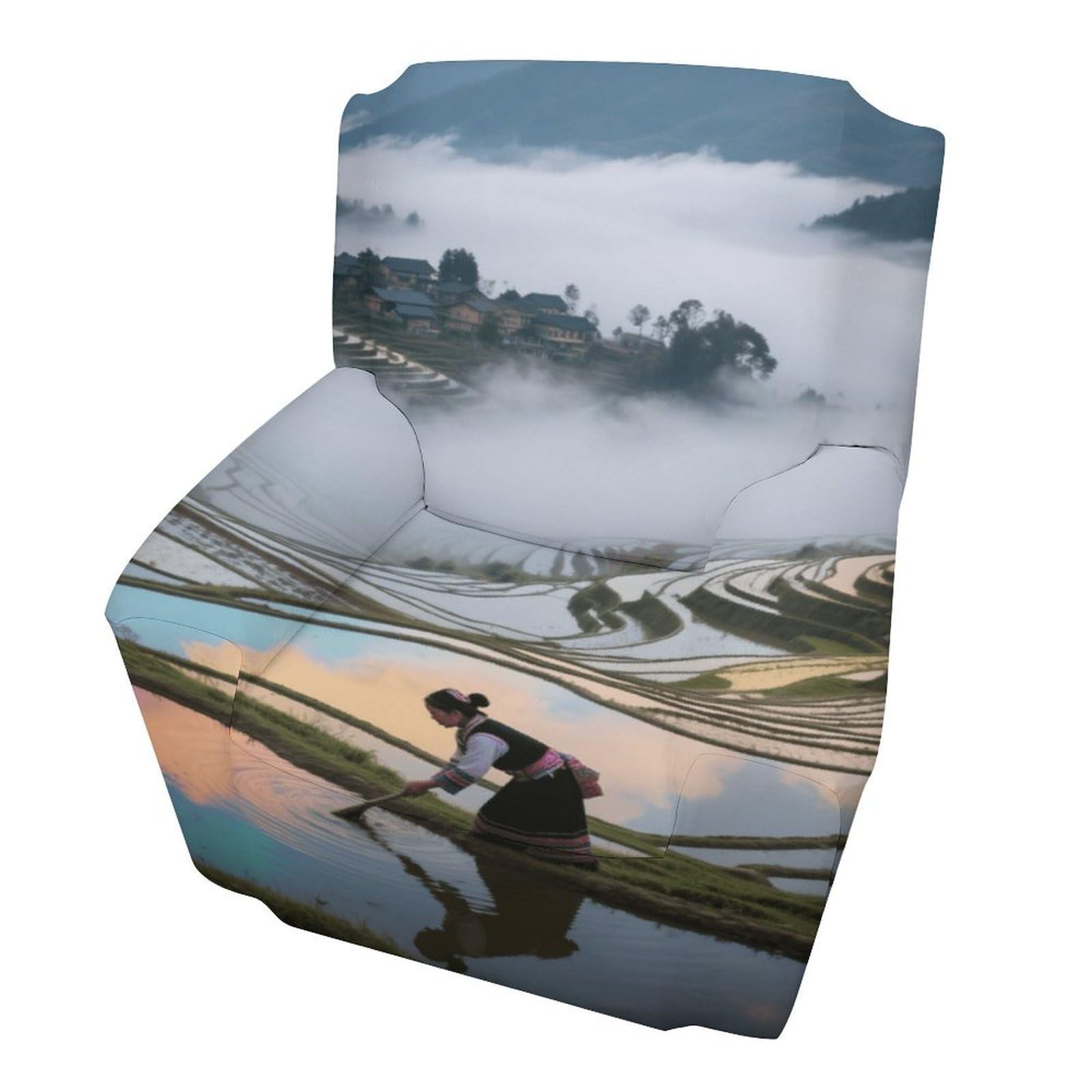 Fekiloot Style Hani Terraces And Sea Of ​​Clouds Couch Cover Sofa Cover Sofa Slipcover