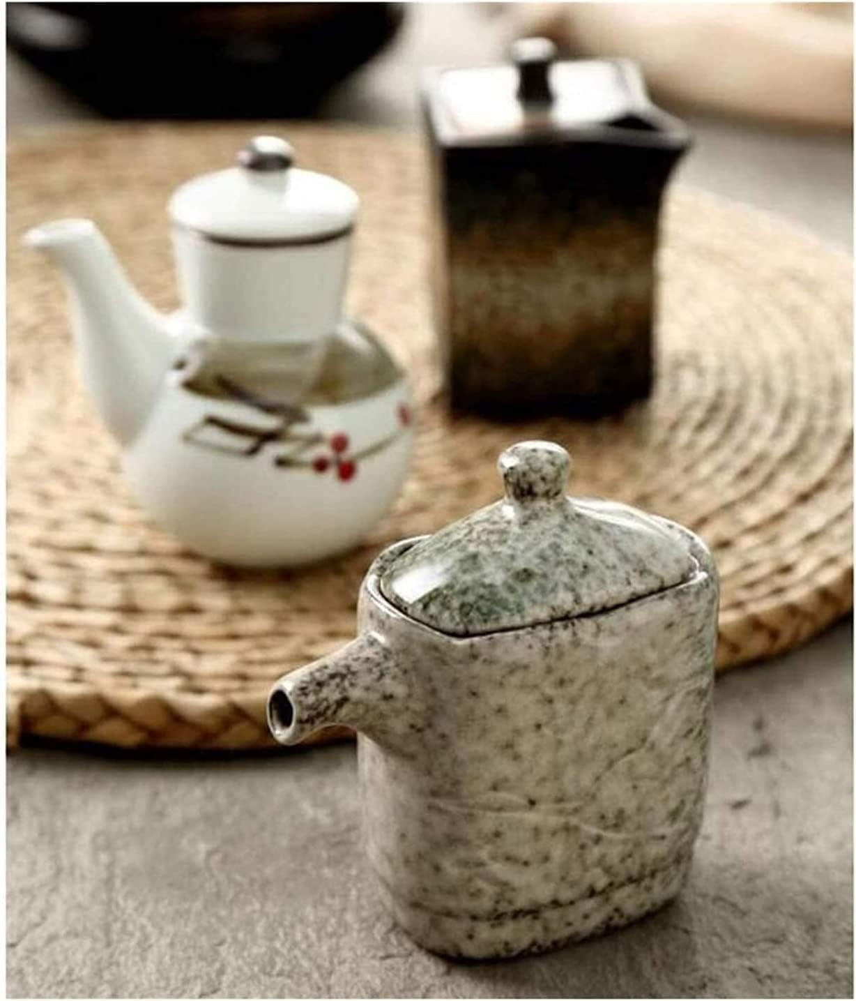 Oil and Vinegar Dispenser Oil and Vinegar Dispenser, Creative Ceramics Oil Bottles Ceramics Bottle Soy Sauce Vinegar Cruet Liquid Condiment cooking
