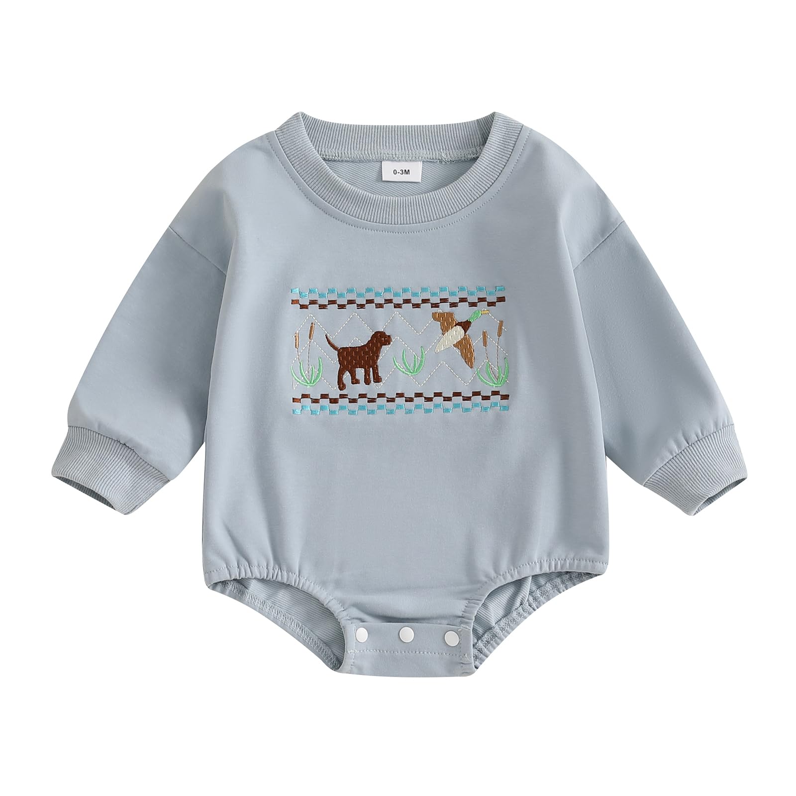 Gaono Baby Boy Duck Hunting Clothes Mallard Duck Long Sleeve Sweatshirt Romper Fall Winter Infant Outfit (Blue, 6-12 Months)
