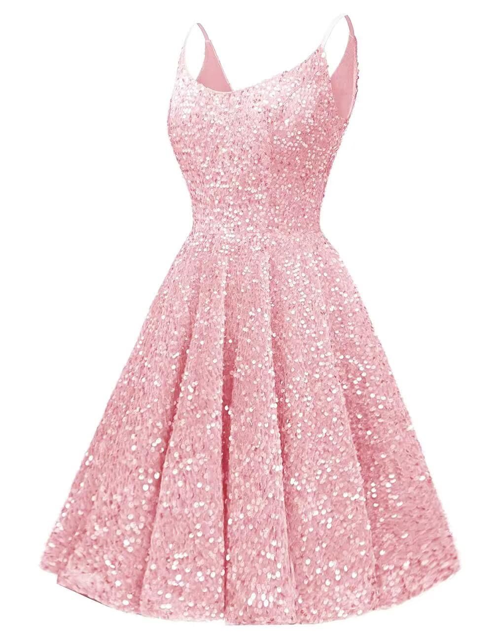 Changuan Sequin Homecoming Dresses for Teens 2025 Sparkly Spaghetti Strap Short Prom Dress A-line Formal Cocktail Party Gowns