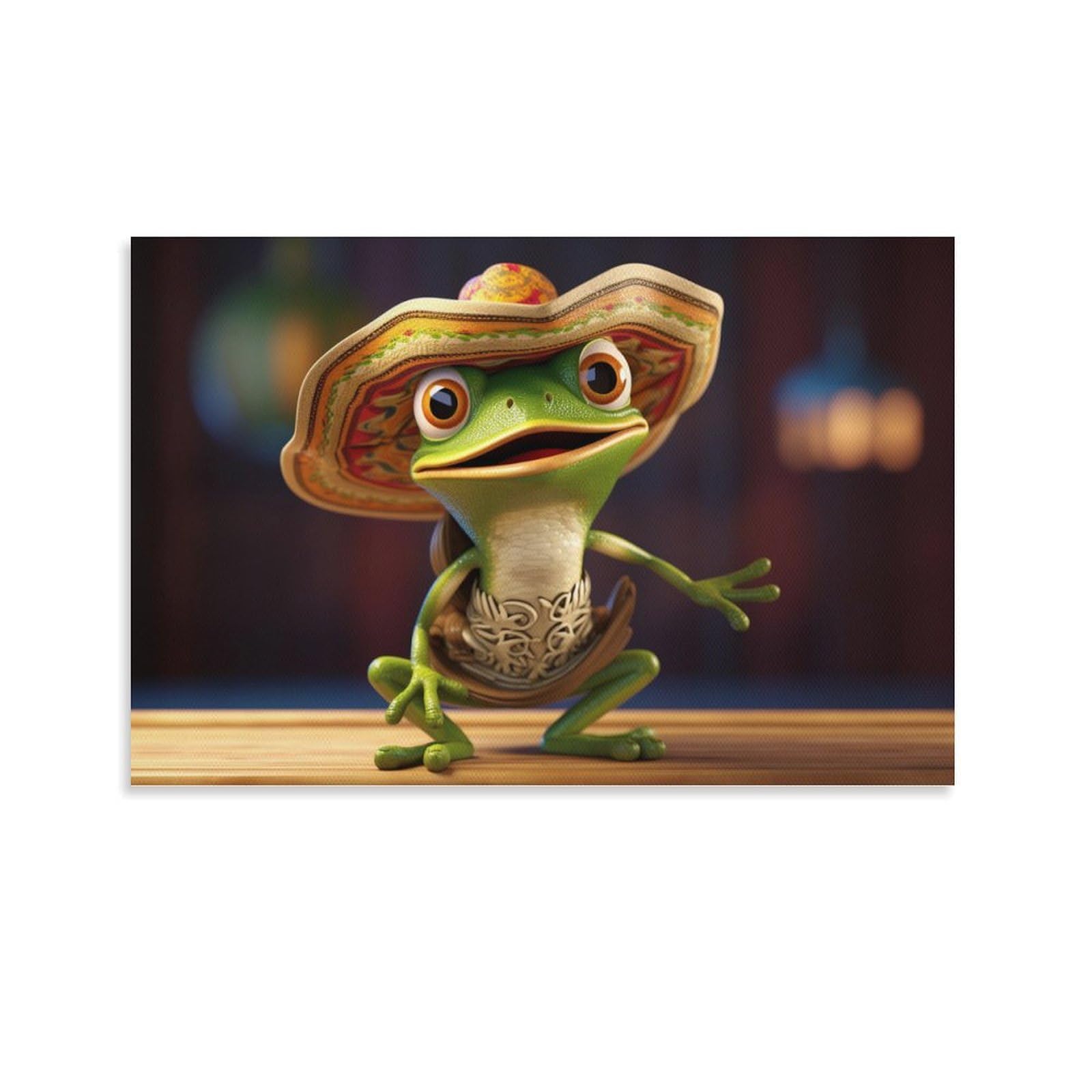 FOCCAR Canvas Wall Art Abstract Frog Wall Decorations For Living Room Modern Interesting Nature Animals Hang Pictures Wall Artwork