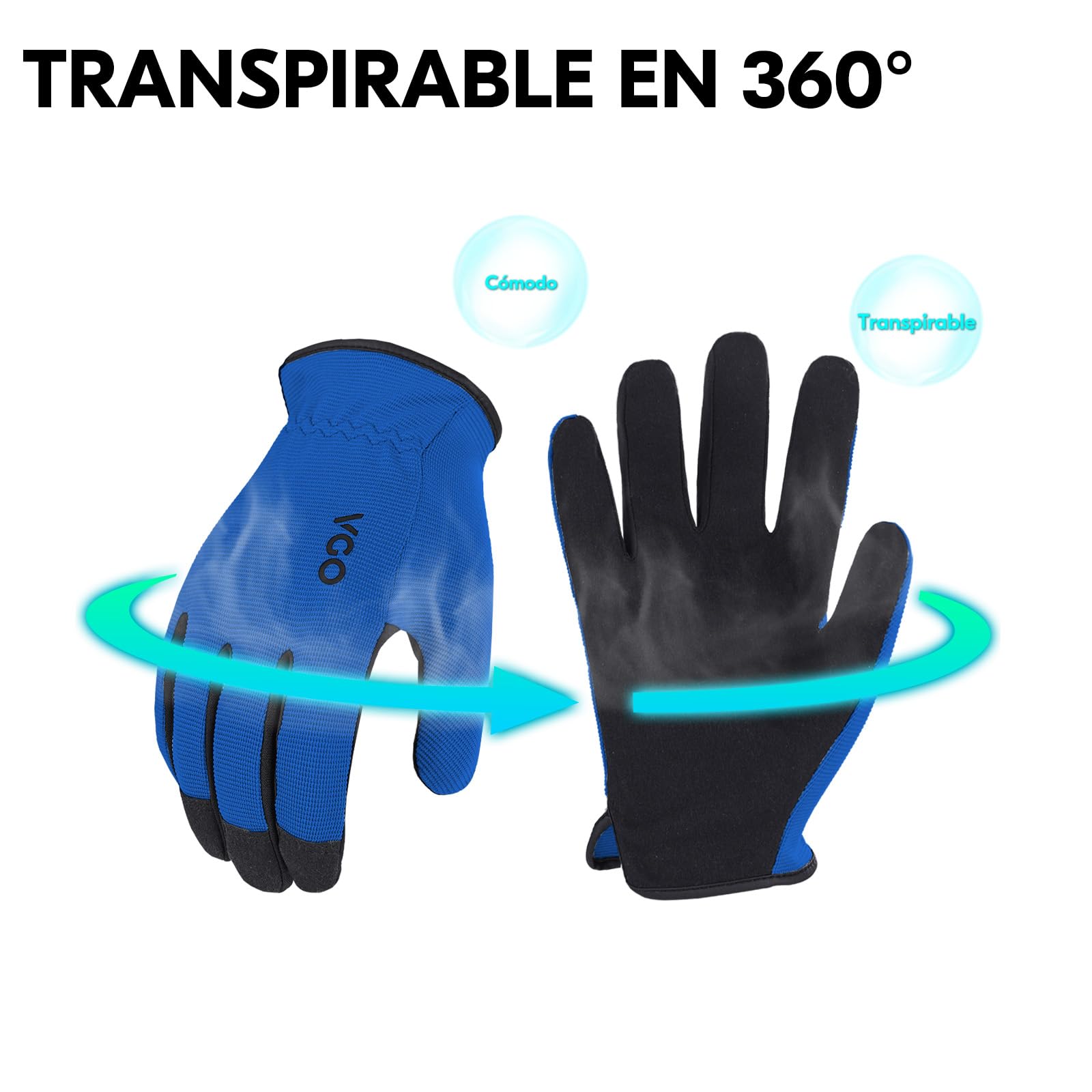 Vgo... 5 Pares Guante de trabajo multifuncional,Guantes de seguridad,Guantes de trabajo de construcción,Guantes de jardinería,Guantes ligeros（AL8736）